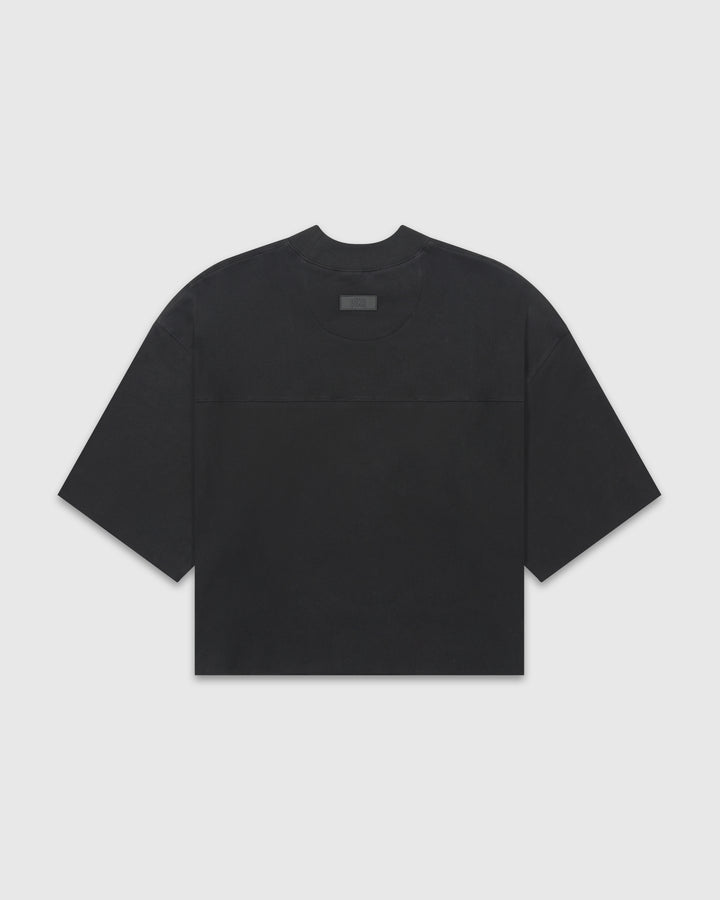 Black 3/4 Sleeve Heavy Crop Paneled Pullover - Core II