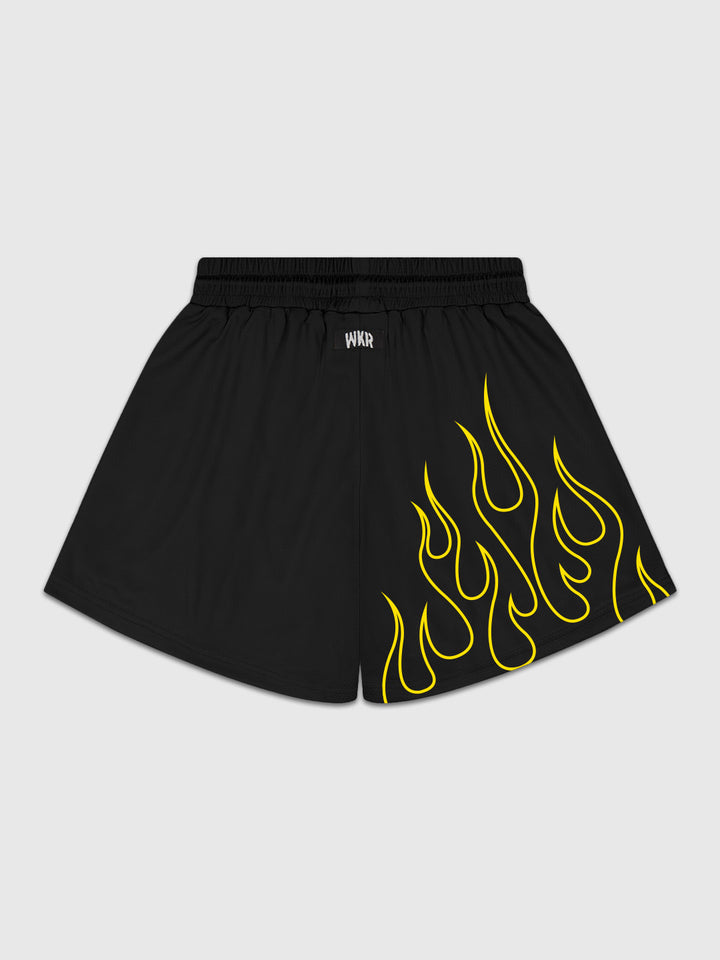 Black/Yellow Flame Premium Performance Short