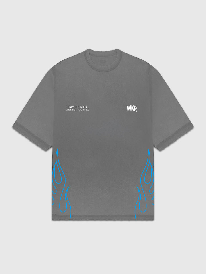 Gray Blue Flame Tee