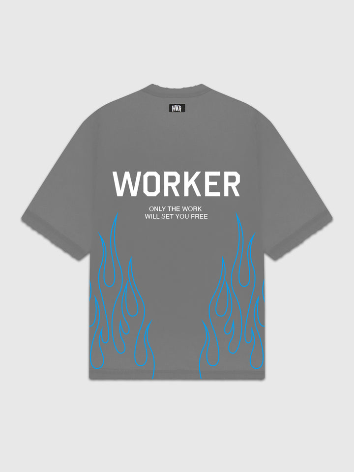 Gray Blue Flame Tee