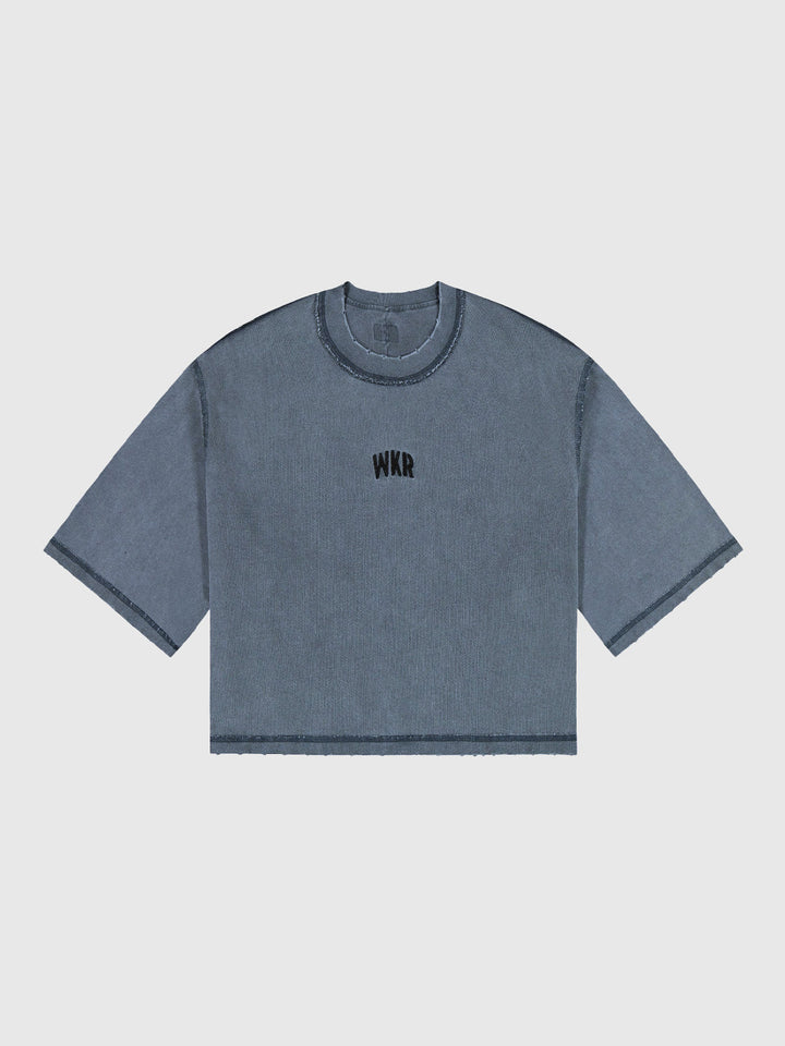 Gray WKR 3/4 Sleeve Cropped Tee - SS2
