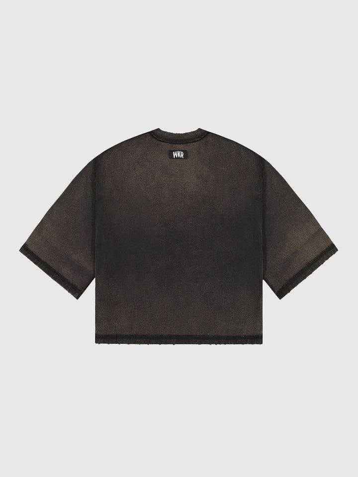 Black WKR 3/4 Sleeve Cropped Tee - SS1