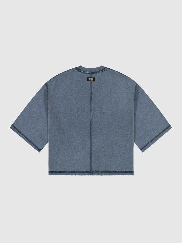 Gray WKR 3/4 Sleeve Cropped Tee - SS2