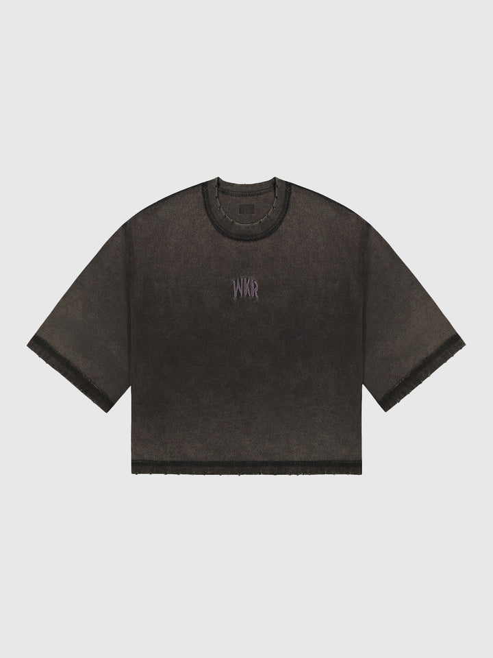 Black WKR 3/4 Sleeve Cropped Tee - SS1