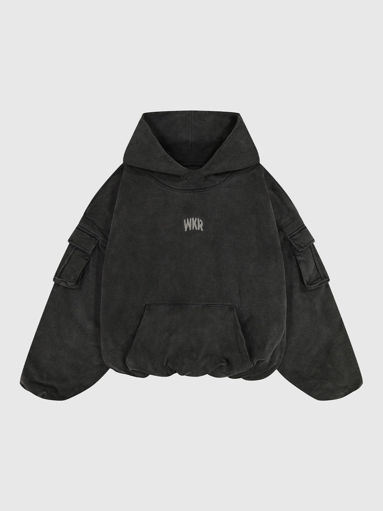 Vintage Black WKR Heavyweight Double Layered Utility Hoodie
