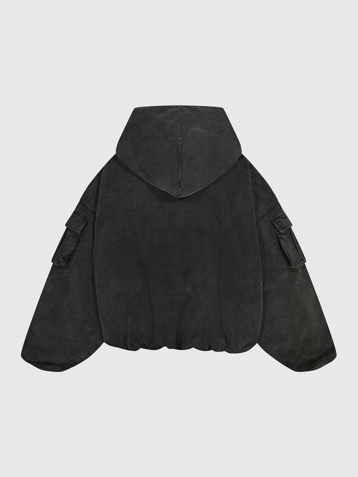 Vintage Black WKR Heavyweight Double Layered Utility Hoodie  - SS1