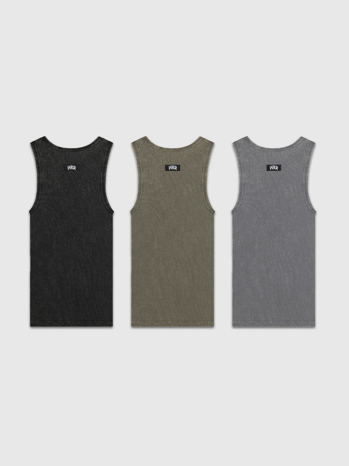WKR Acid Washed Armored Tank 3-Pack (Size Up)