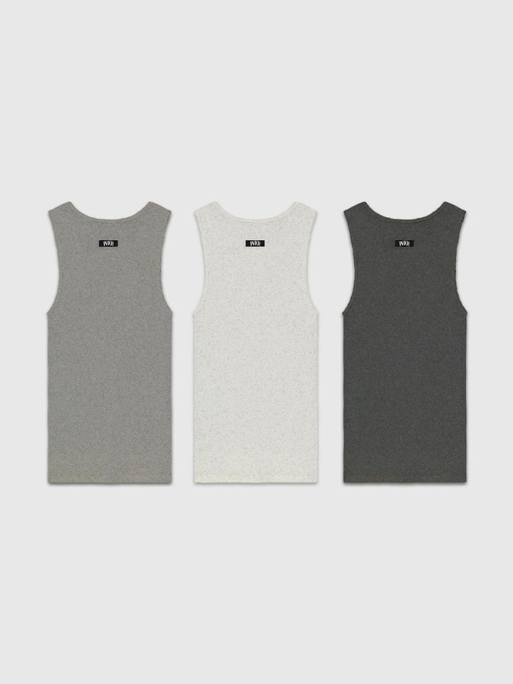WKR Heather Gray Armored Tank 3-Pack (Size Up)