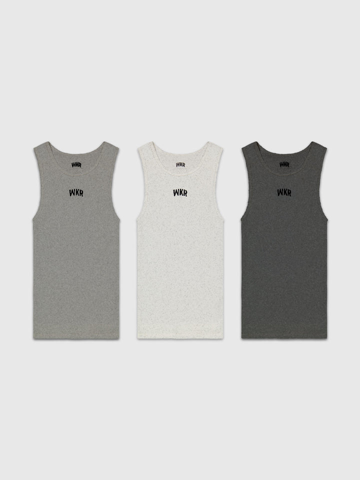 WKR Heather Gray Armored Tank 3-Pack (Size Up)