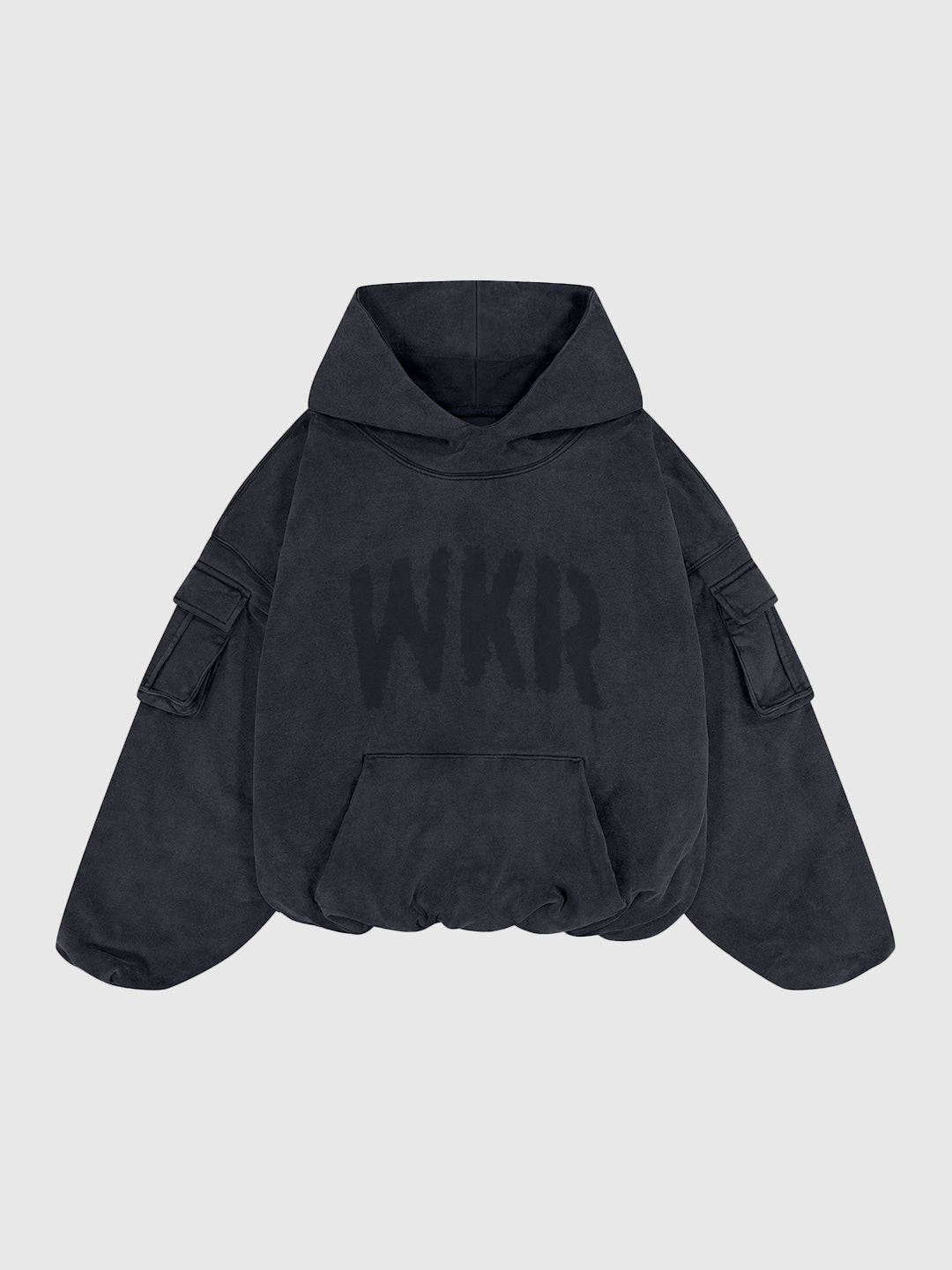 Gray WKR Heavyweight Double Layered Utility Hoodie - SS2