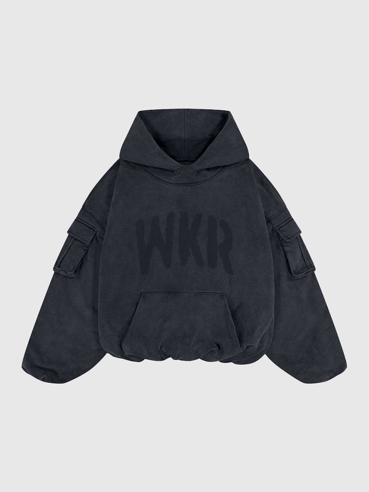 Gray WKR Heavyweight Double Layered Utility Hoodie - SS2