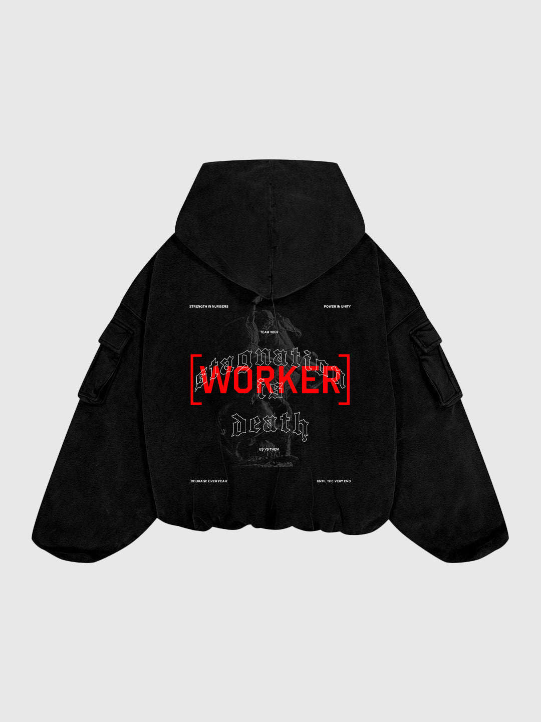 Black Stagnation is Death WKR Heavyweight Double Layered Utility Hoodie - SS5