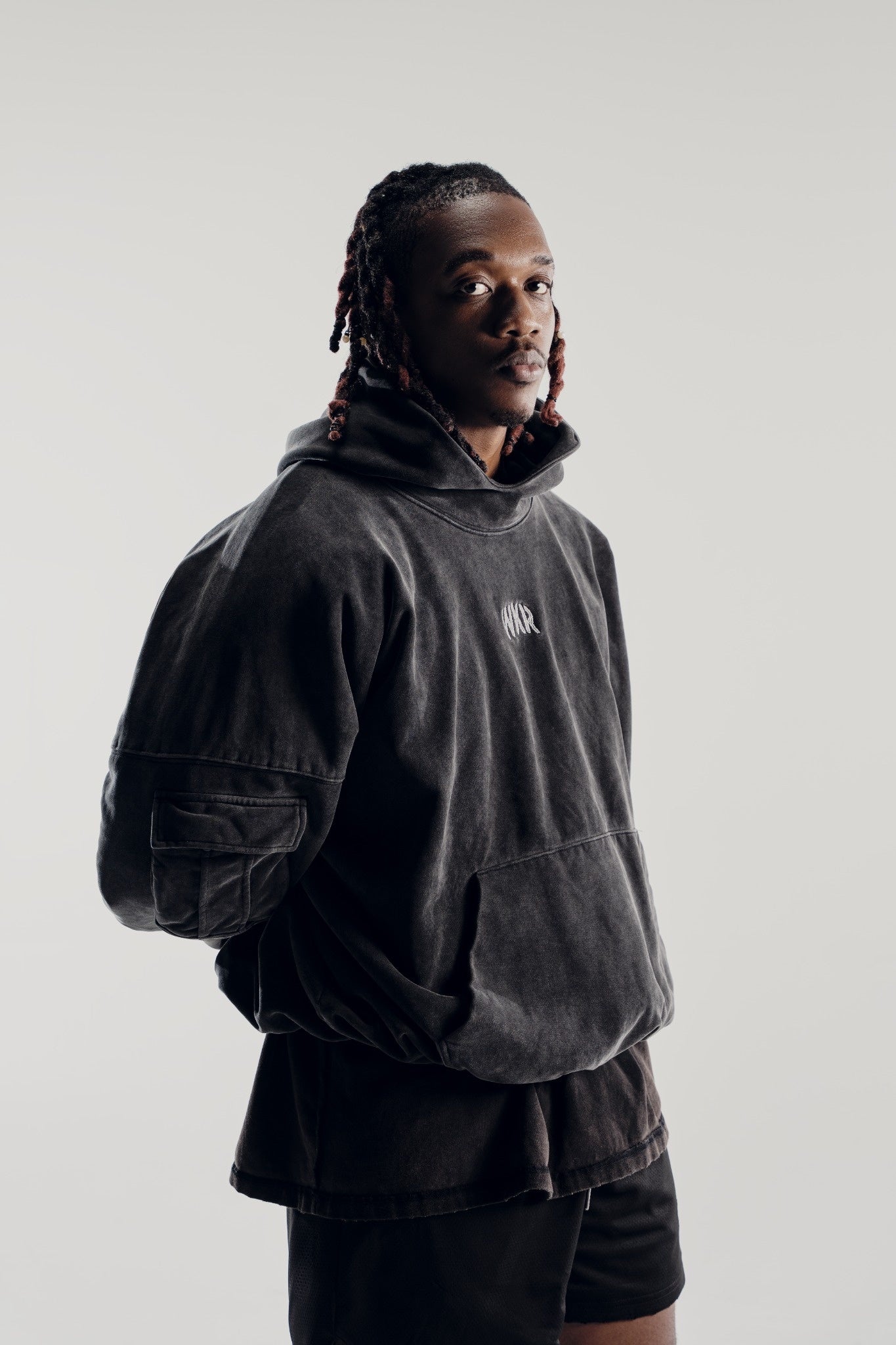 Vintage Black WKR Heavyweight Double Layered Utility Hoodie  - SS1