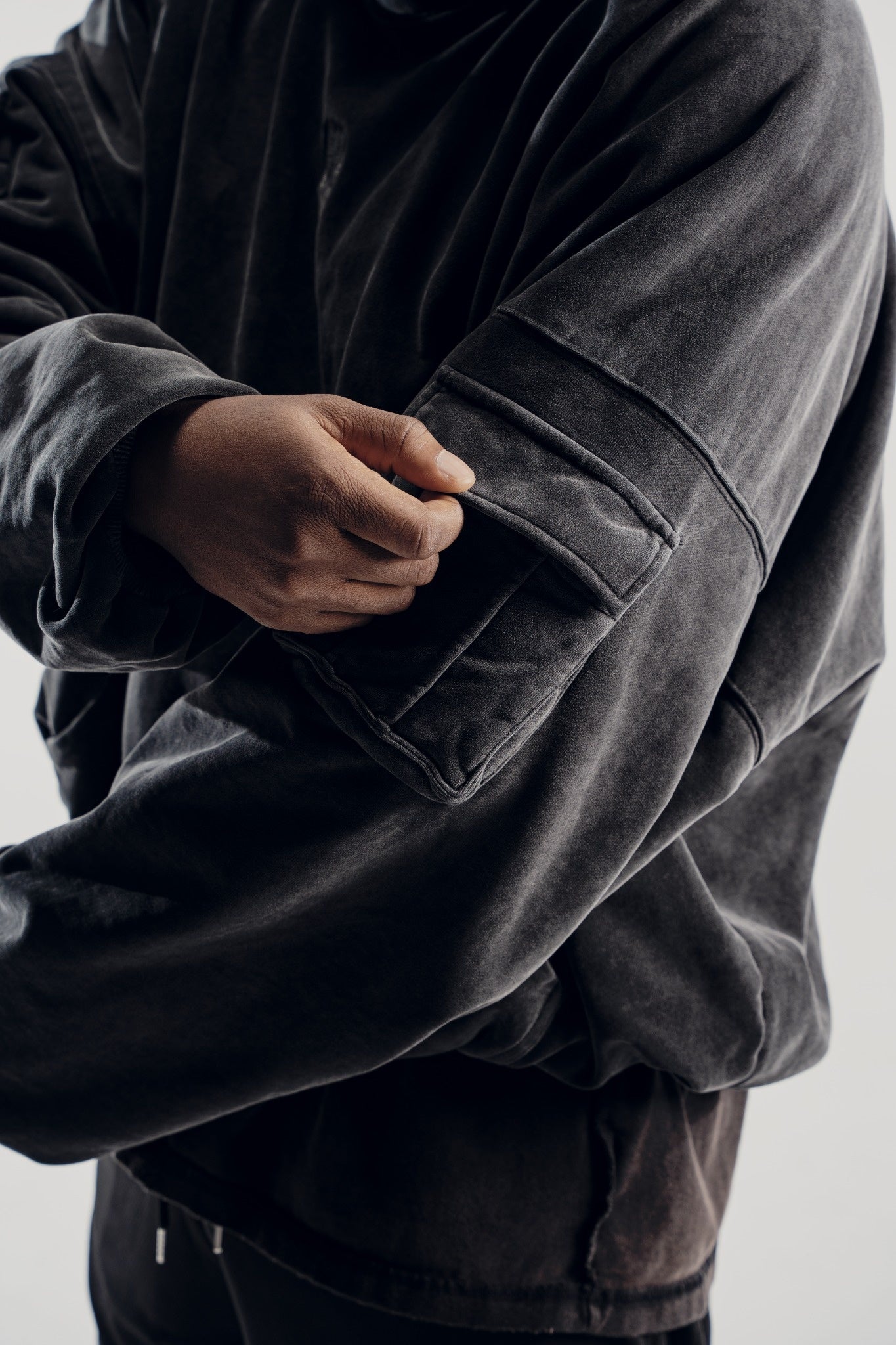 Vintage Black WKR Heavyweight Double Layered Utility Hoodie  - SS1