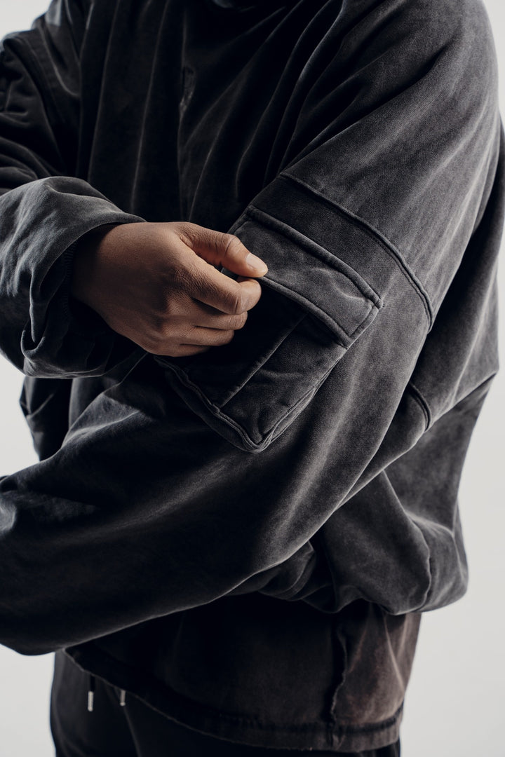 Vintage Black WKR Heavyweight Double Layered Utility Hoodie  - SS1