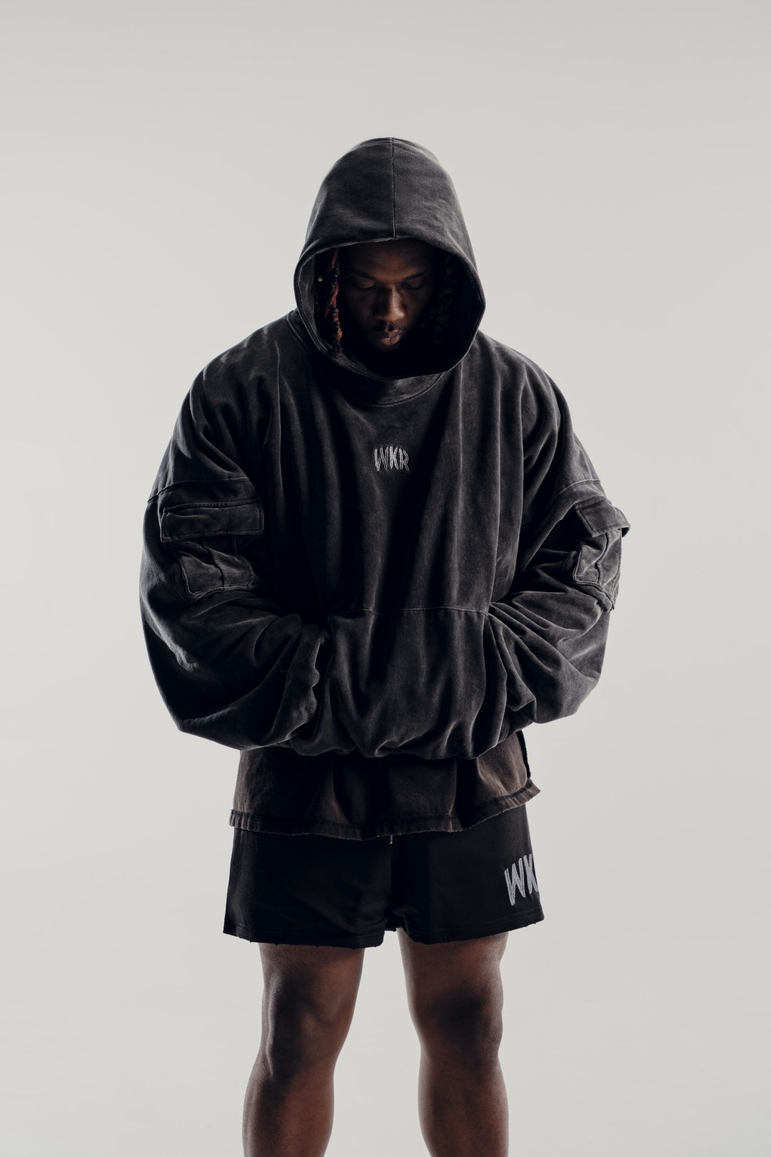 Vintage Black WKR Heavyweight Double Layered Utility Hoodie  - SS1