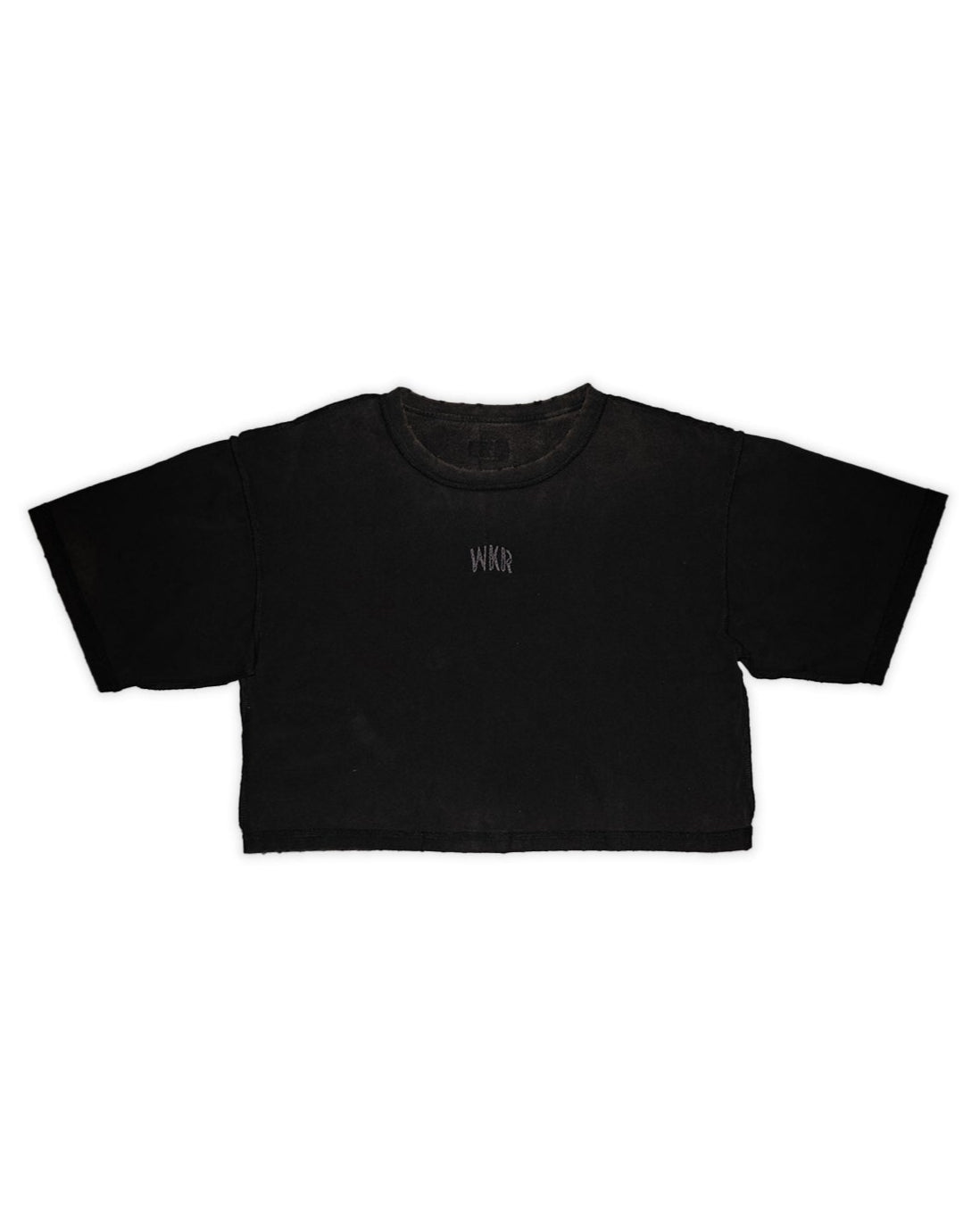 Black WKR 3/4 Sleeve Cropped Tee - SS1