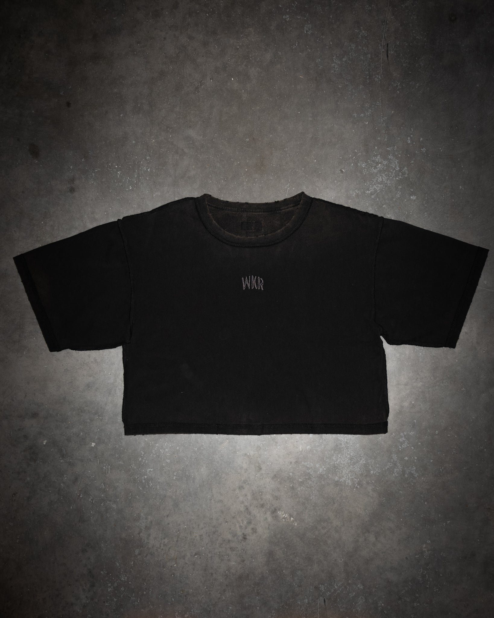 Black WKR 3/4 Sleeve Cropped Tee - SS1