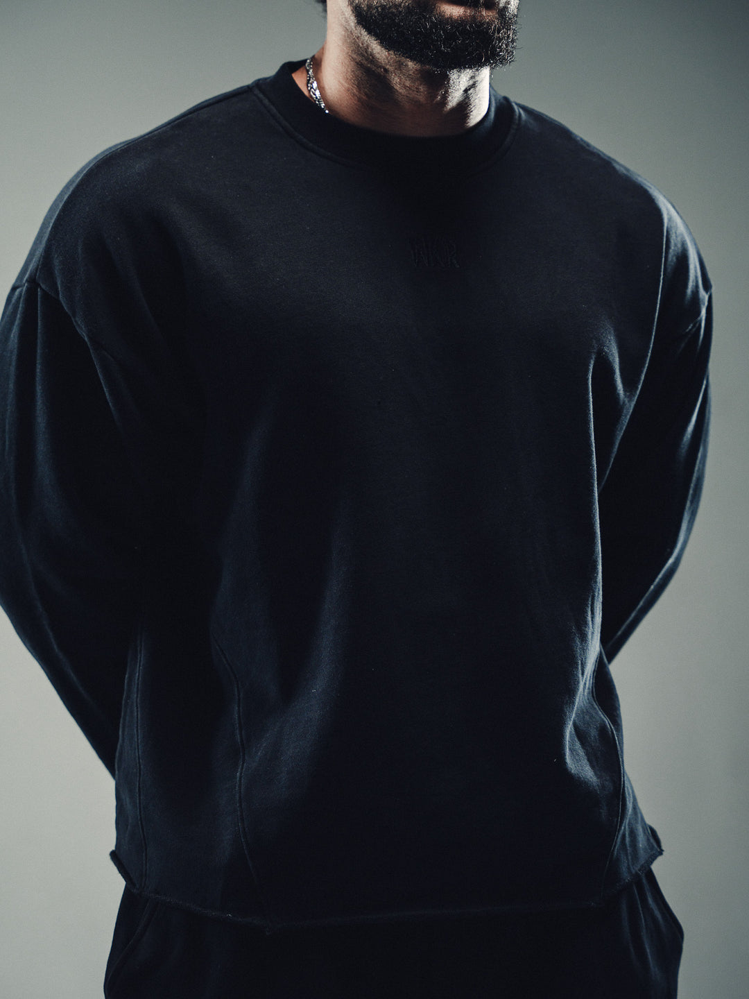 Black Paneled Oversized Longsleeve - Core II