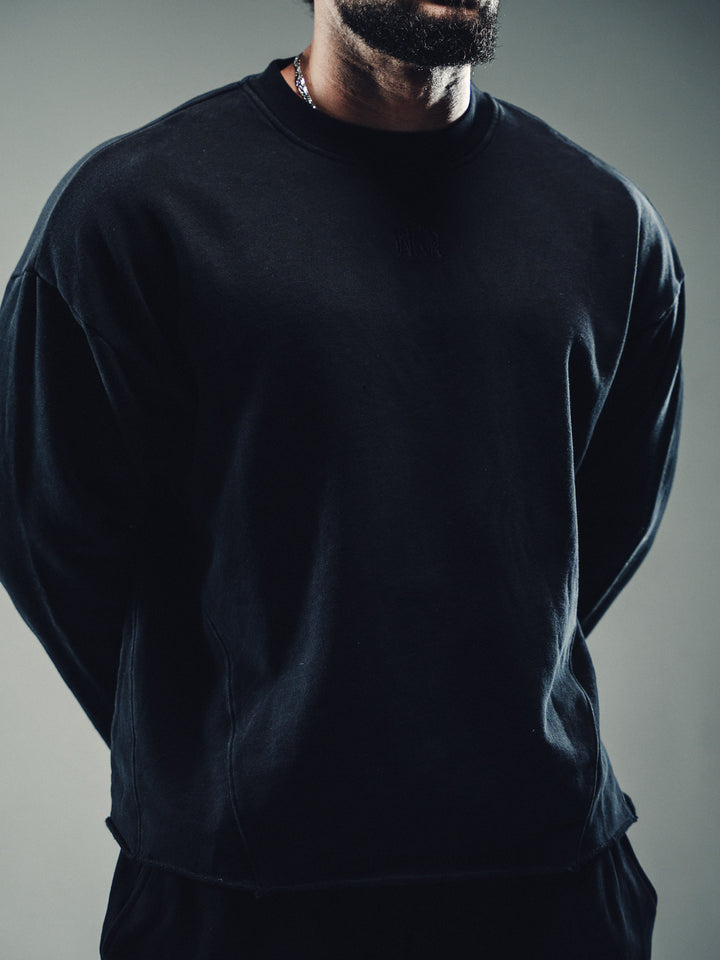 Black Paneled Oversized Longsleeve - Core II