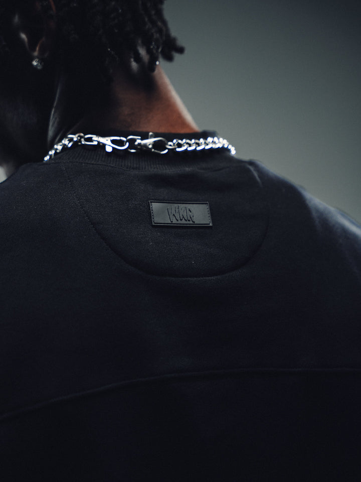 Black 3/4 Sleeve Heavy Crop Paneled Pullover - Core II