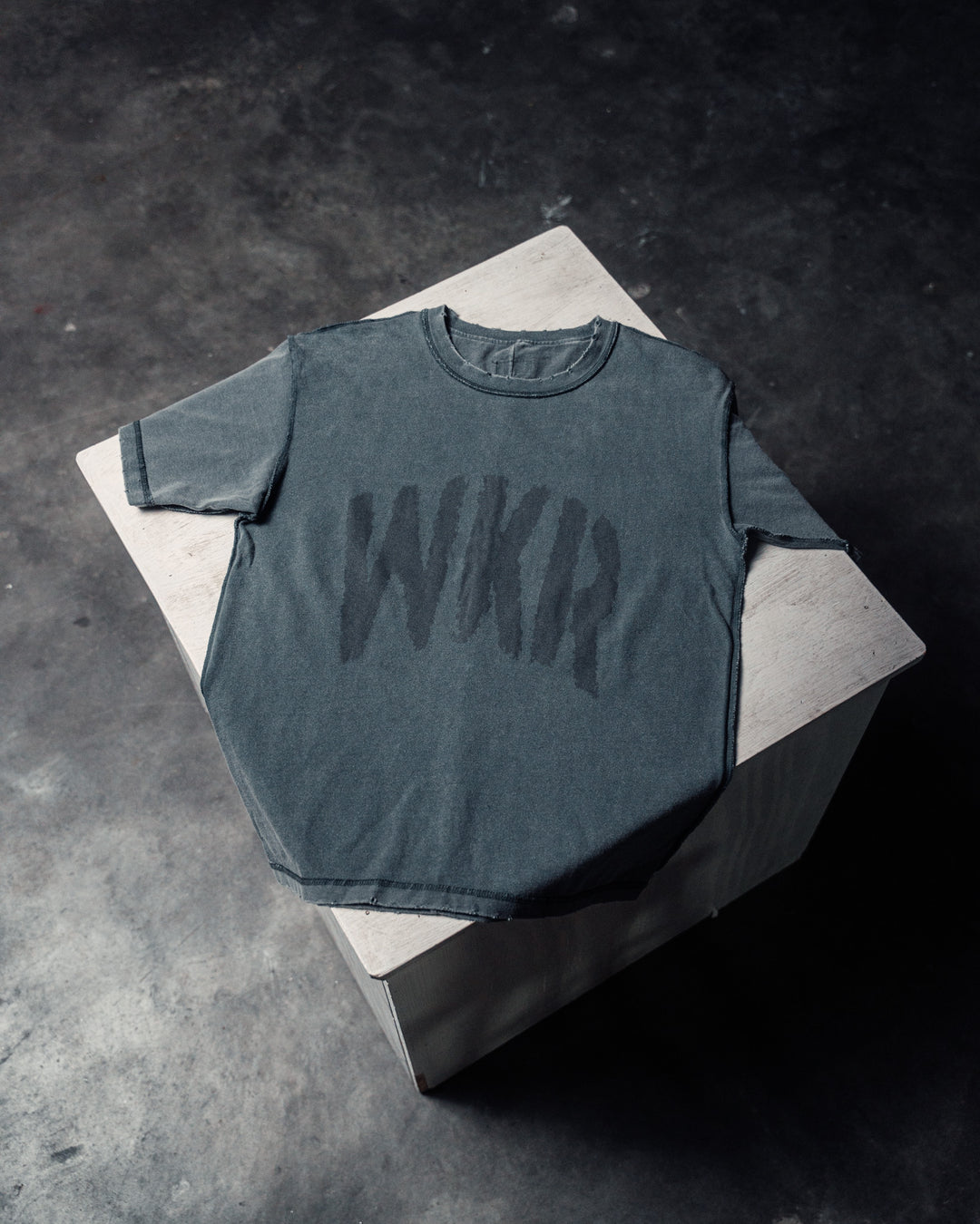 Gray WKR Big Logo Oversized Distressed Tee - SS2