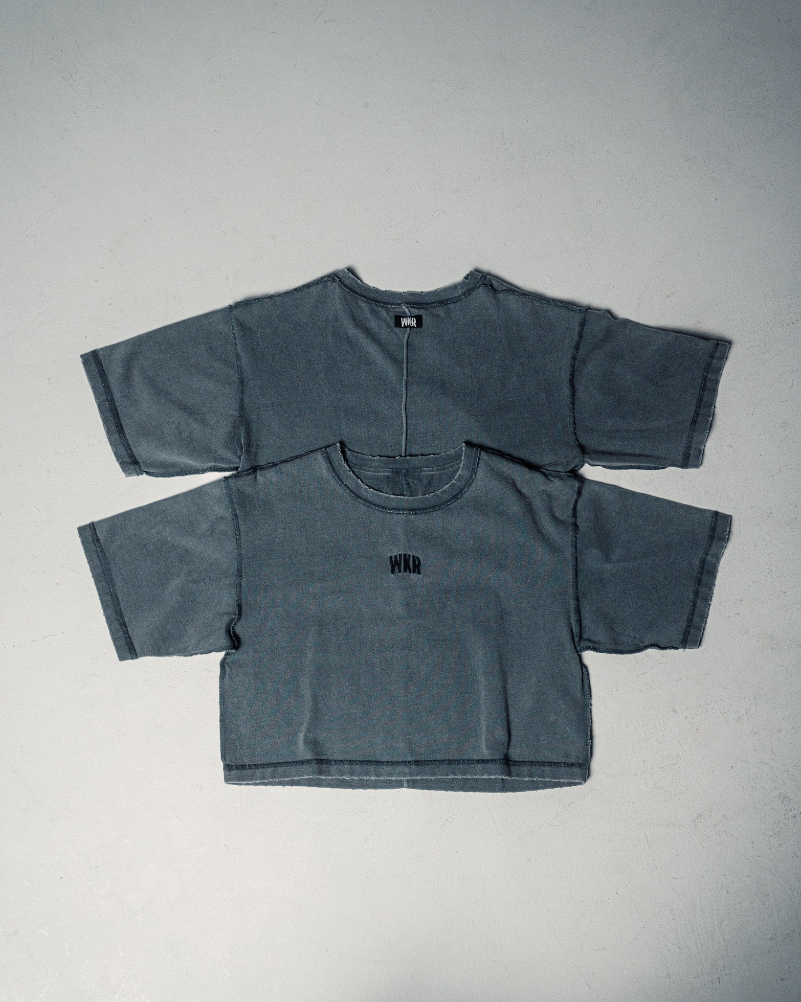 Gray WKR 3/4 Sleeve Cropped Tee - SS2