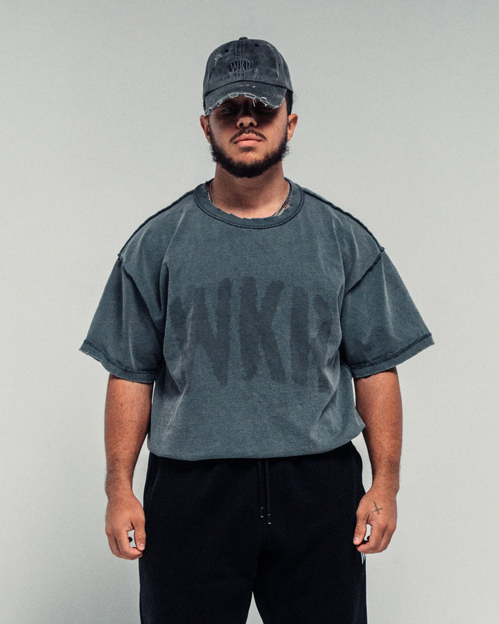 Gray WKR Big Logo Oversized Distressed Tee - SS2