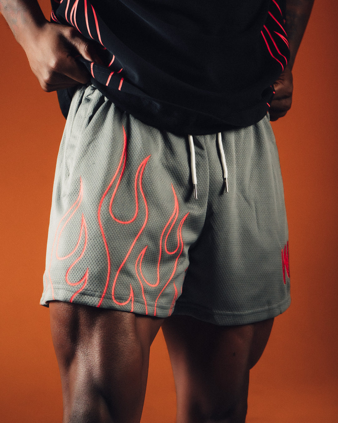 Gray/Red Flame Premium Performance Short