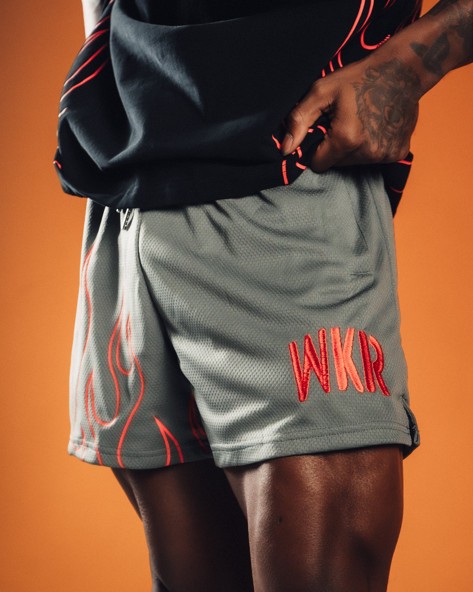 Gray/Red Flame Premium Performance Short
