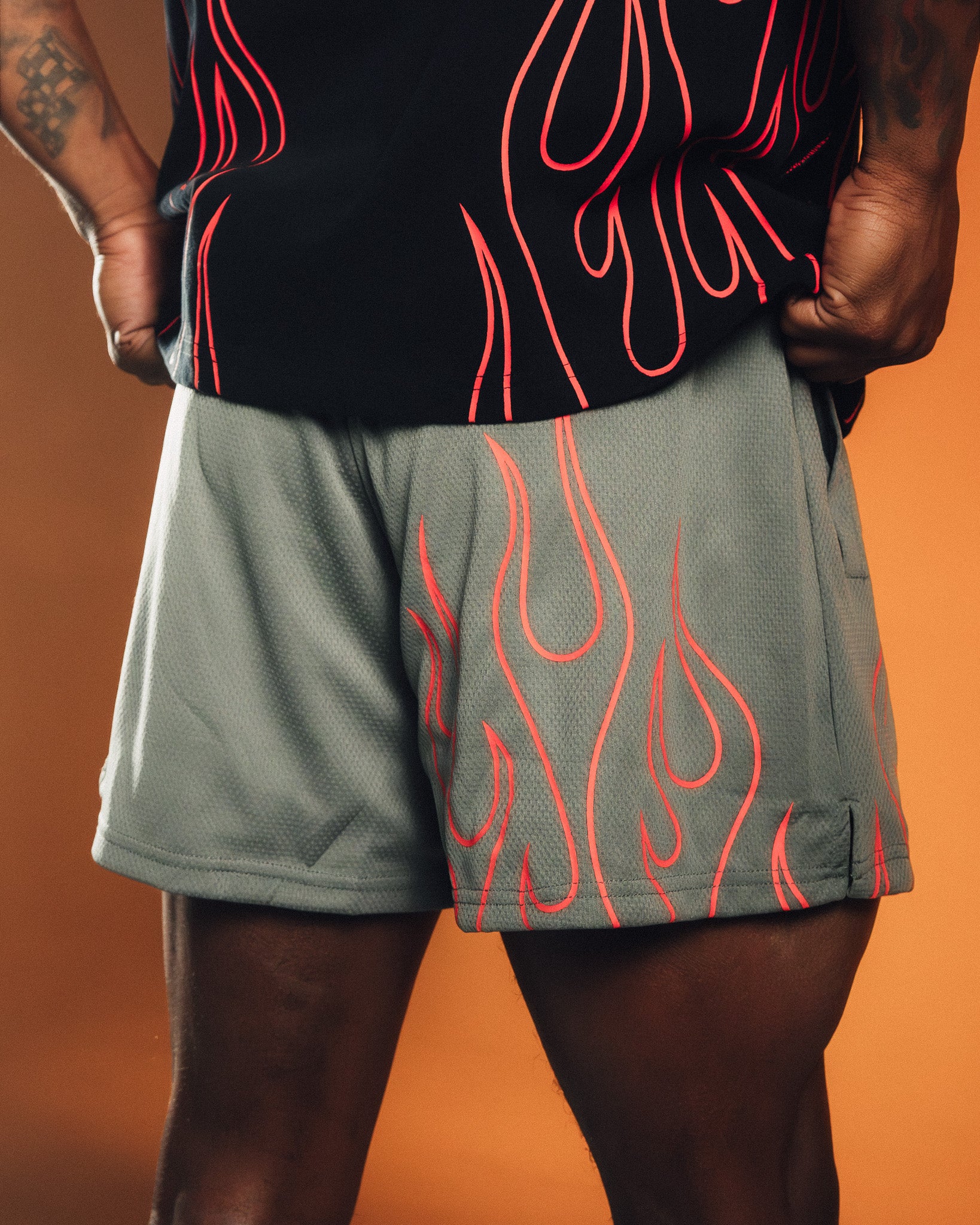 Gray/Red Flame Premium Performance Short