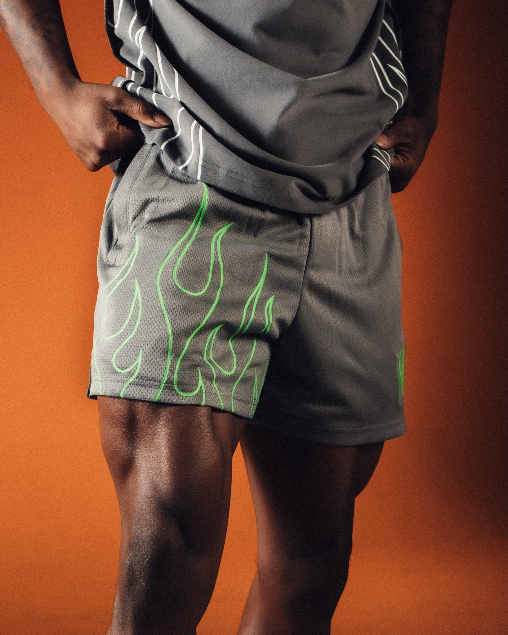 Gray/Green Flame Premium Performance Short