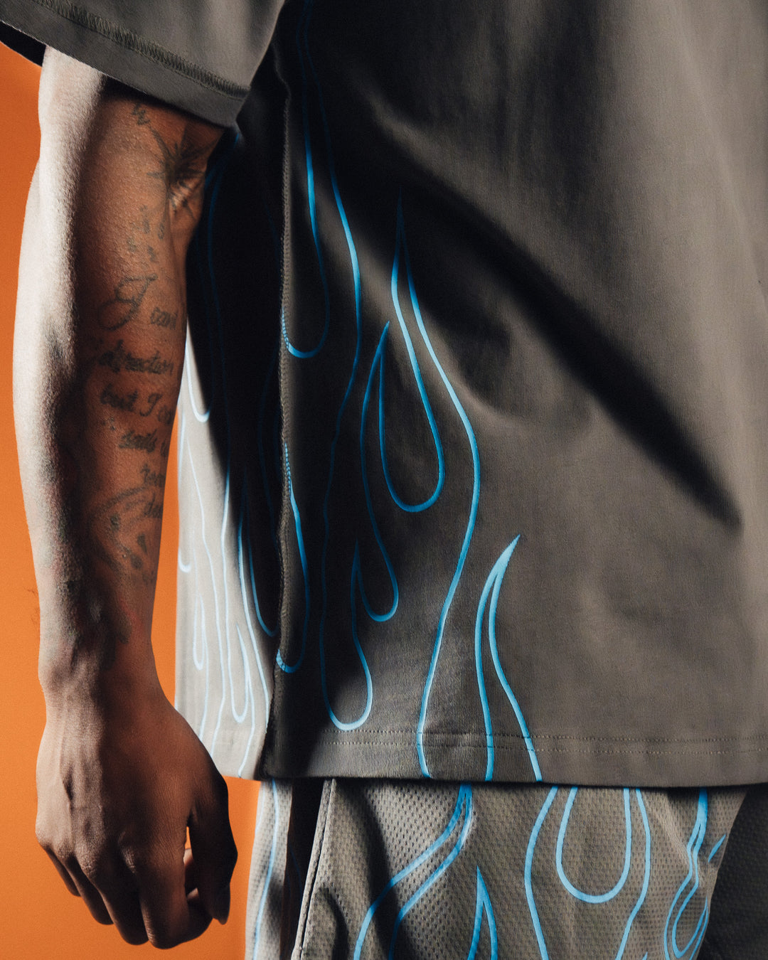 Gray Blue Flame Tee