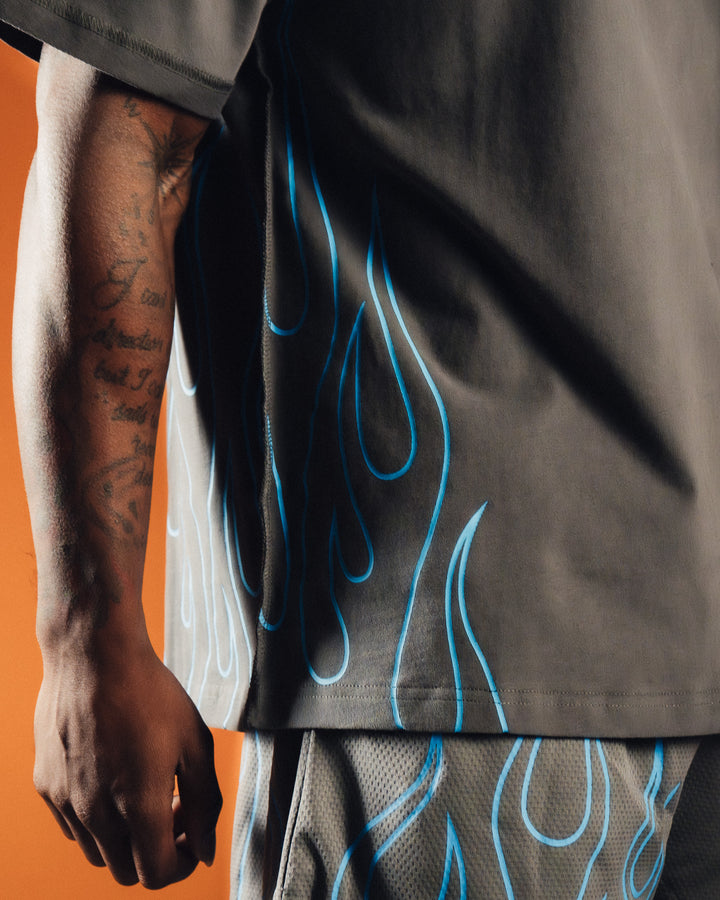 Gray Blue Flame Tee