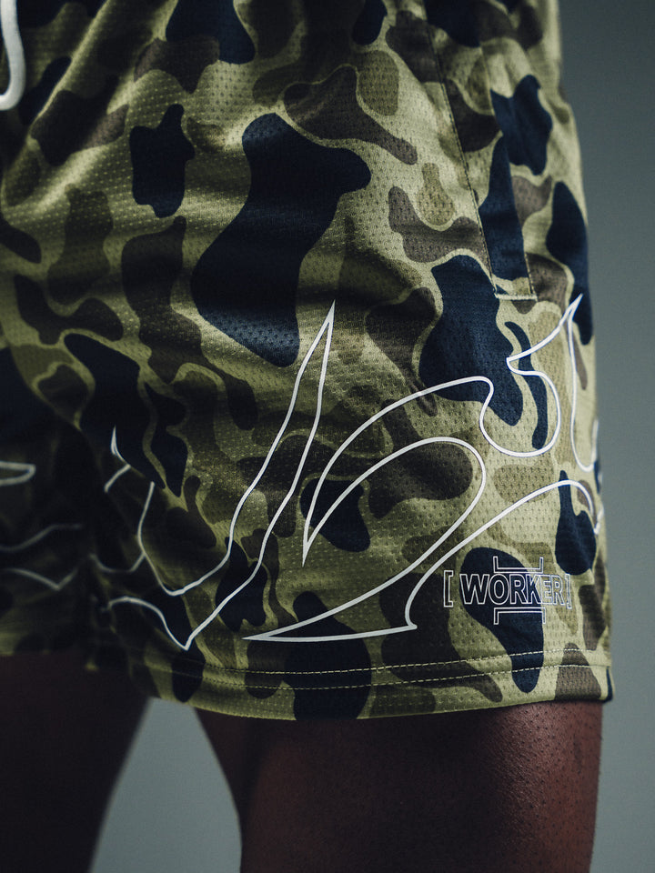 Green Camo Tribal Flame Performance Short