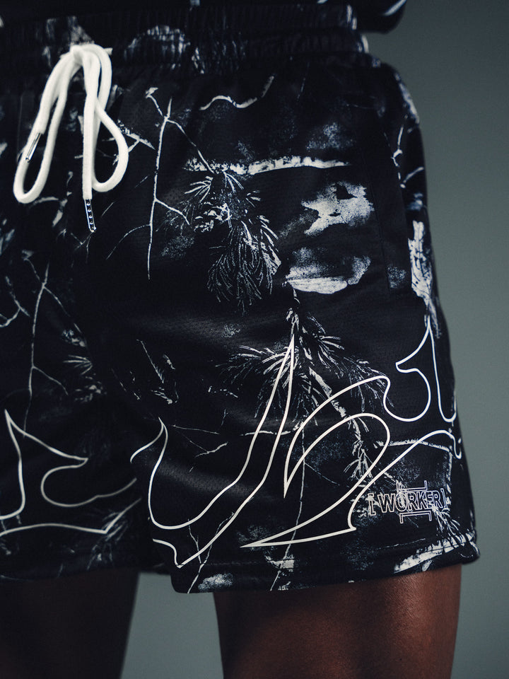 Black Camo Tribal Flame Performance Short