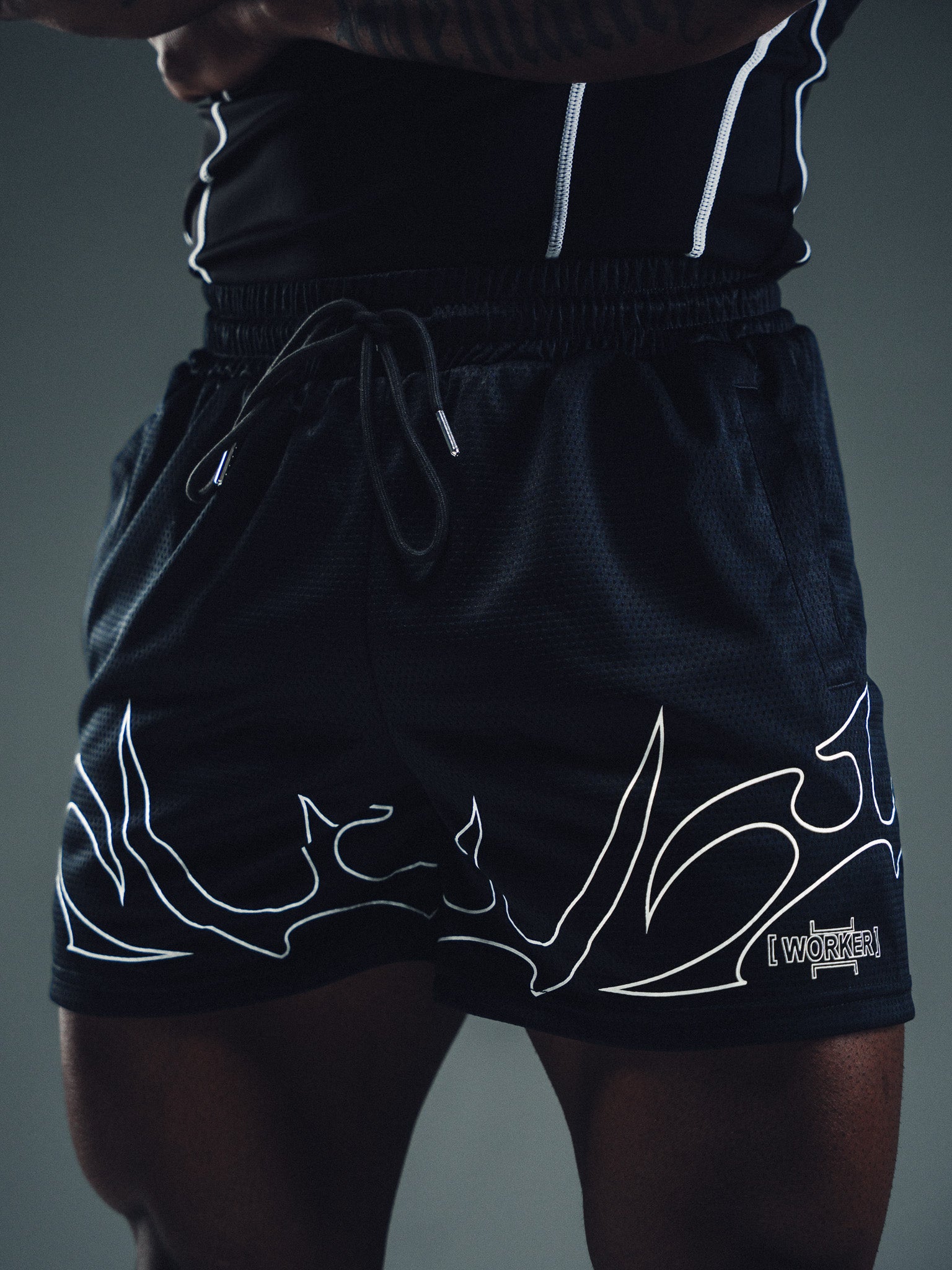Black Tribal Flame 5" Premium Performance Short - SS4