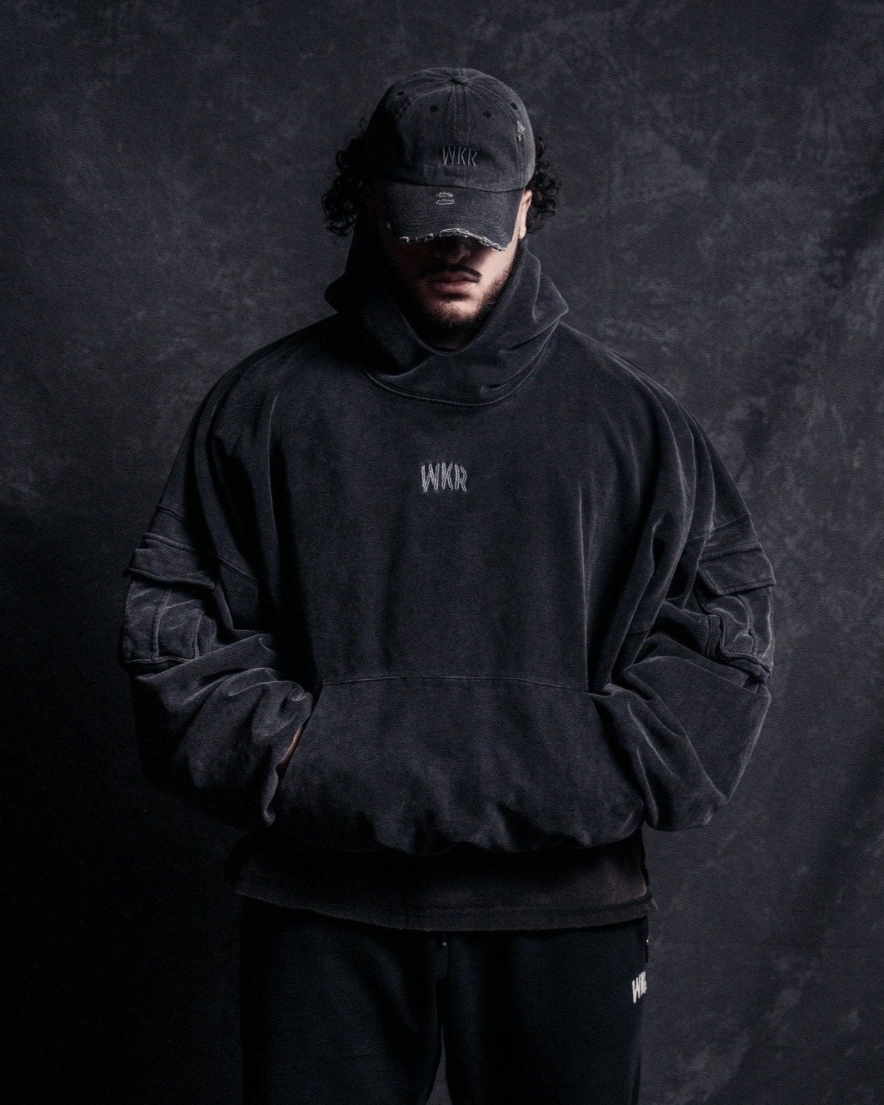Vintage Black WKR Heavyweight Double Layered Utility Hoodie
