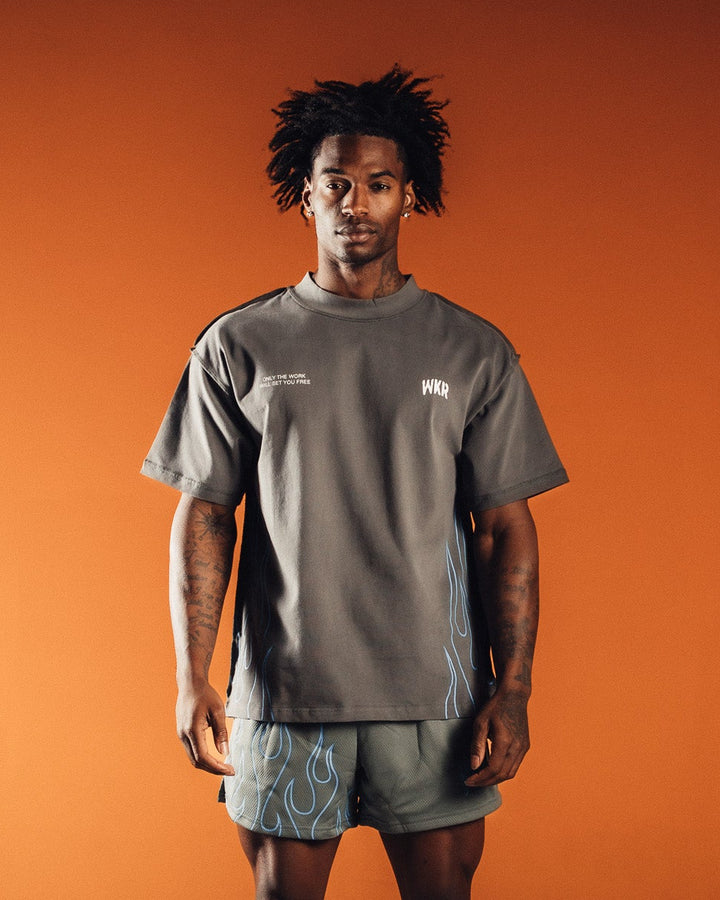 Gray Blue Flame Tee