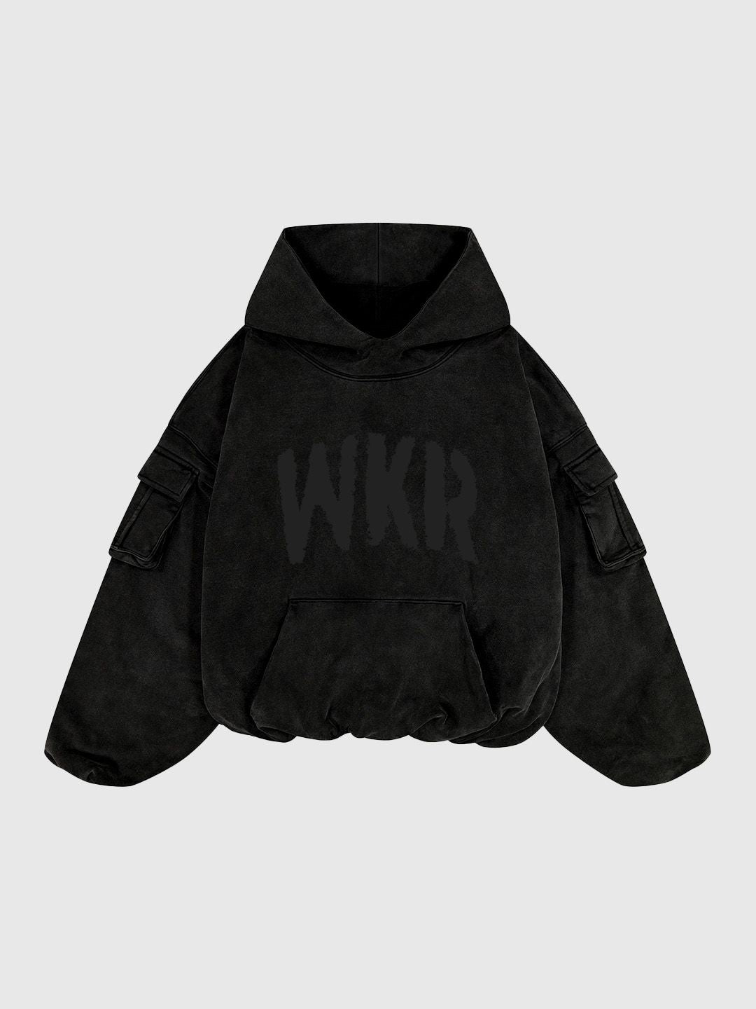 Black WKR Heavyweight Double Layered Utility Hoodie  - SS4