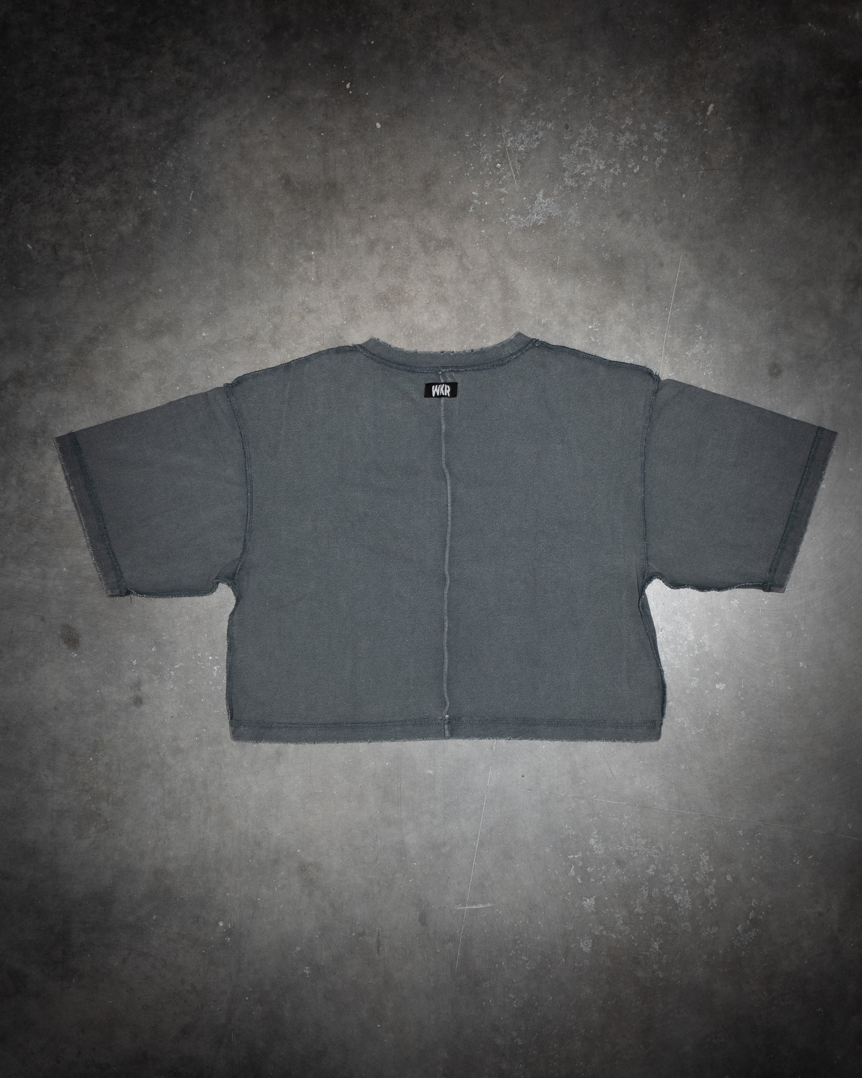 SS2 Gray WKR 3/4 Sleeve Cropped Tee