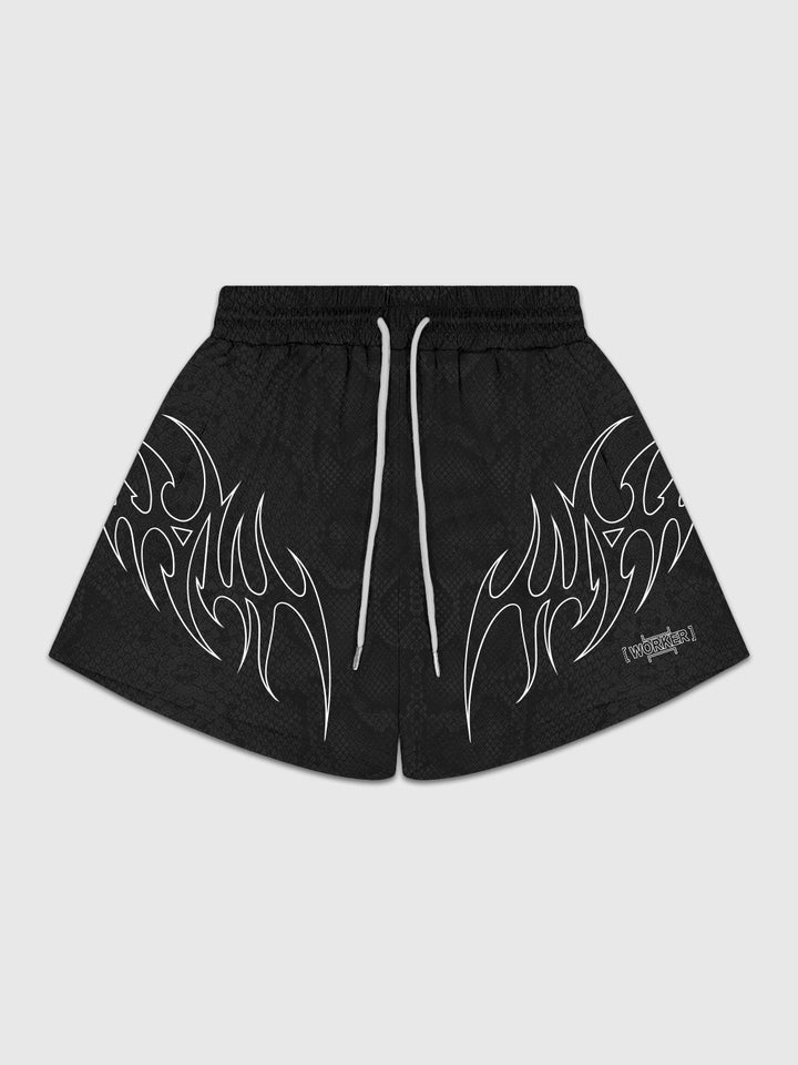 Snakeskin Tribal Razor Short flatlay front