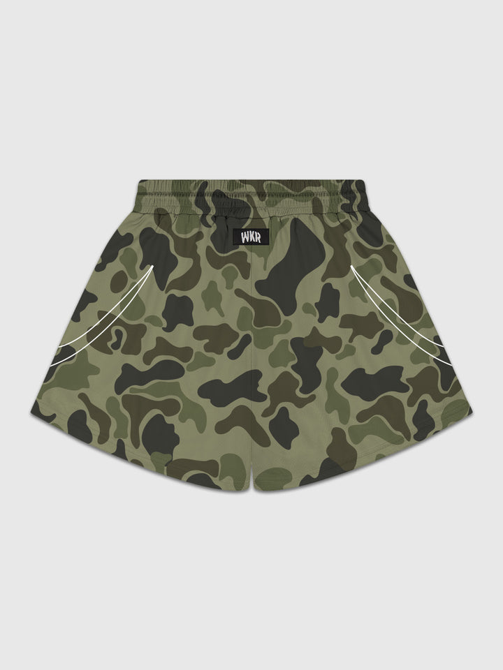 Green Camo Tribal Flame Short flatlay back