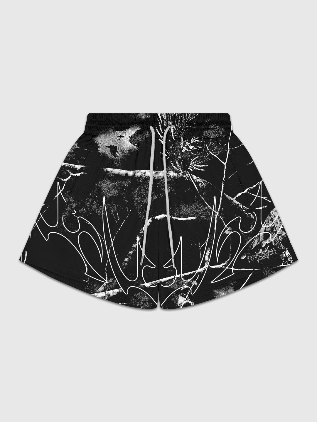 Black Camo Tribal Flame Short flatlay front
