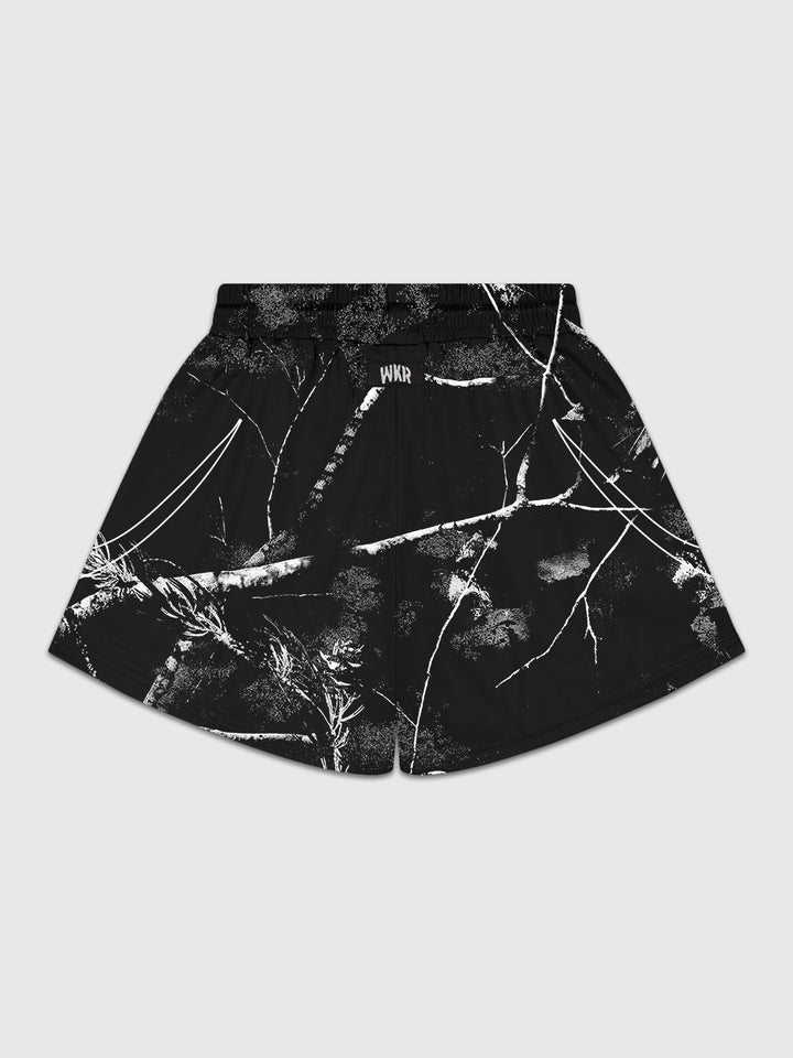 Black Camo Tribal Flame Short flatlay back