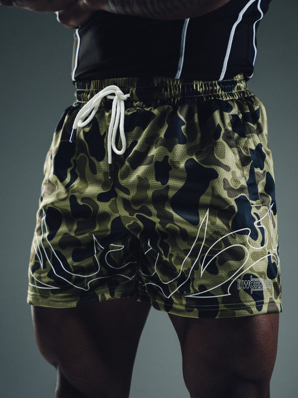 Green Camo Tribal Flame Short detail