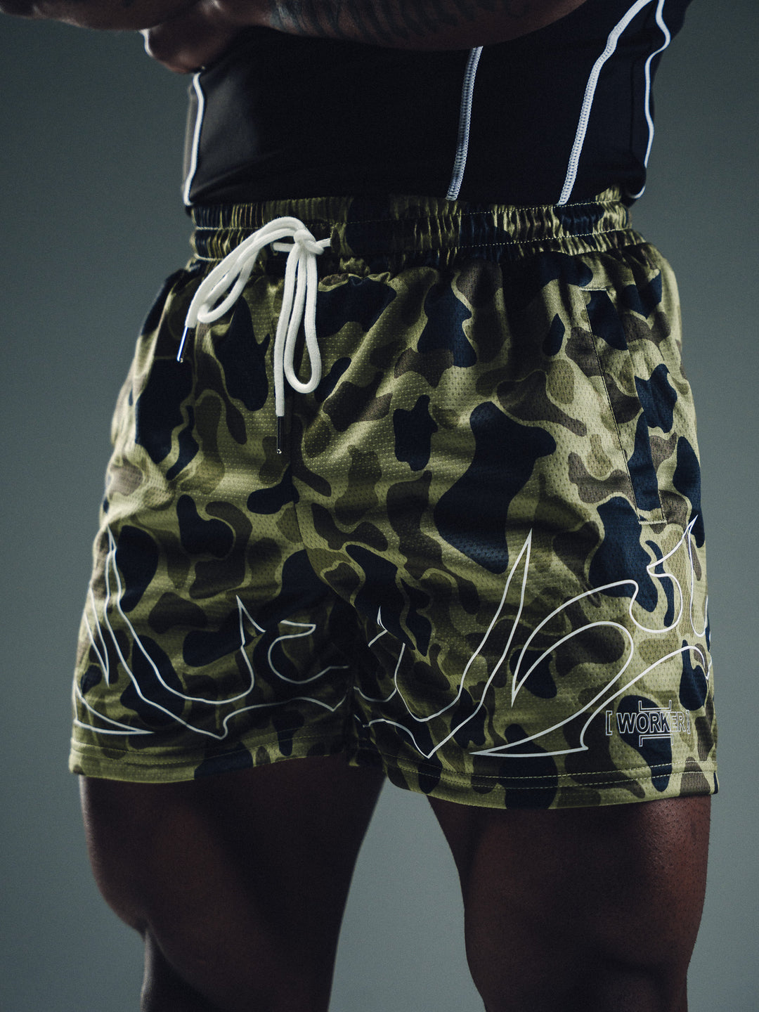 Green Camo Tribal Flame Short detail